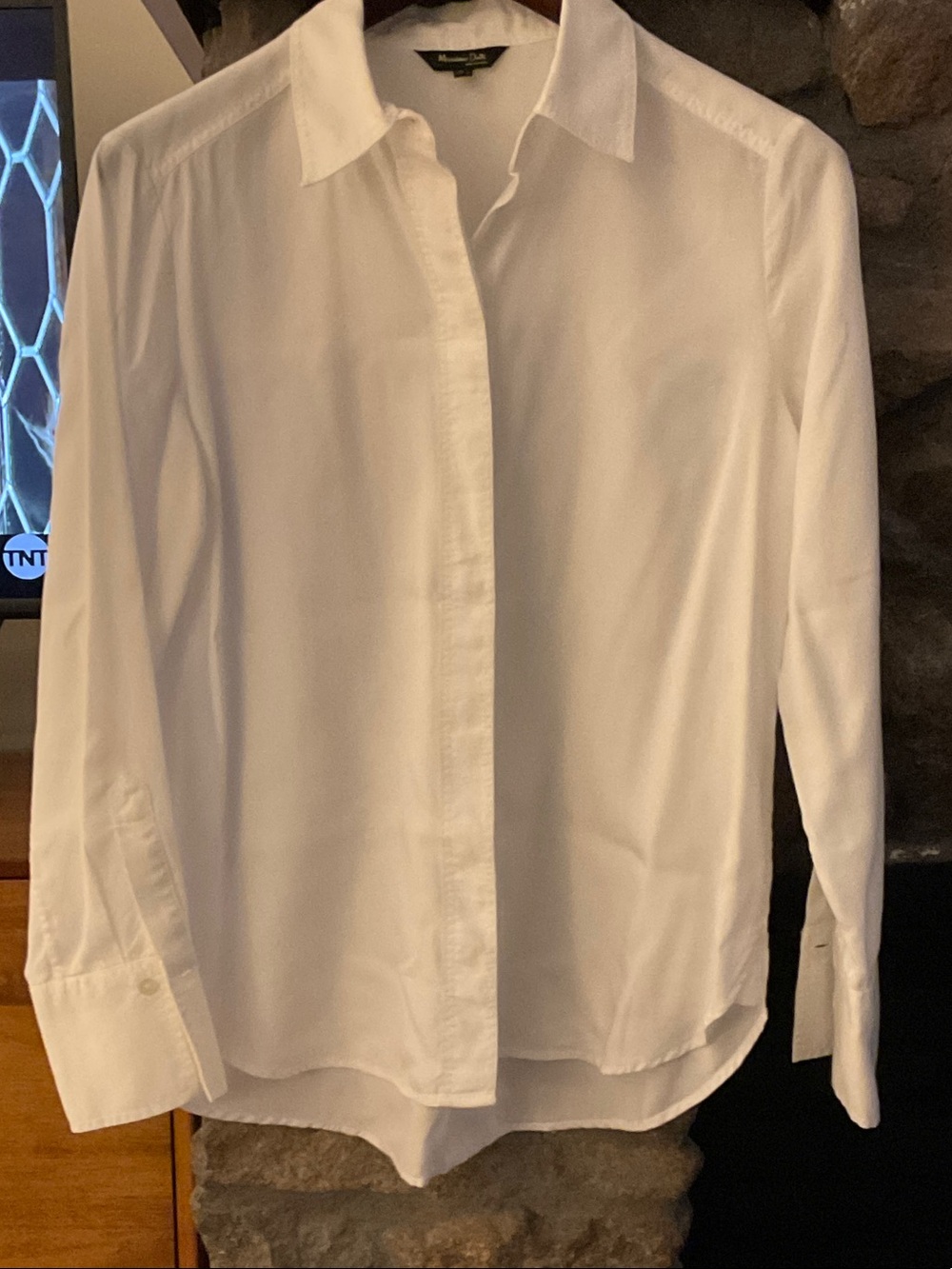 Massimo Dutti White Women’s Oversized Ivory Dress Shirt - Classic Collar
